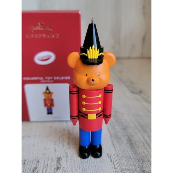 Hallmark Crayola colorful toy soldier ornament Xmas red - Picture 2 of 6